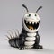 Vintage-inspired Black And White Caterpillar Figurine With Bendy Limbs