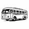 Vintage-inspired Bus Drawing In Art Deco Style