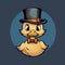 Vintage-inspired Cartoon Duck With Top Hat And Bowtie