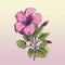 Vintage-inspired Hibiscus Flower Vector Illustration In Magenta And Beige