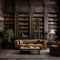 A vintage-inspired library with a 3D wood panel wall