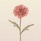 Vintage-inspired Linear Illustration Of A Red Flower On Beige Background