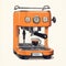 Vintage-inspired Orange Coffee Machine With Intricate Illustrations