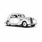 Vintage-inspired Simple Line Art Of An Old Car On White Background