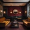 A vintage-inspired speakeasy with velvet couches, dim lighting, and a hidden entrance1