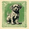 Vintage-inspired Woodcut Puppy In Stamp Frame