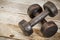 Vintage iron dumbbells