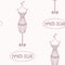 Vintage iron mannequin seamless pattern with inscription hand sewn