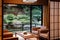 Vintage Japanese hotel living room with sliding doors zen garden