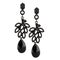 Vintage jewelry earrings with black crystals on a white.