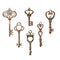 Vintage key isolated sketch set