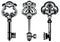 Vintage keys sketch icons for tattoo