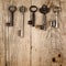 Vintage keys on wood