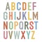 Vintage kids alphabet. Colorful vector letters