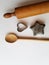 Vintage kitchen tools, heirloom rolling pin, wooden spoon, cookie cutters