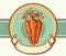 Vintage label with carrots.Vector illustration bac