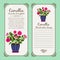 Vintage label with potted flower camellia
