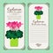 Vintage label with potted flower cyclamen