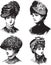 Vintage Ladies with hats vector illustration