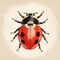 Vintage Ladybug Illustration: Realistic Watercolor Sketch With Detailed Background