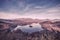 Vintage Lake with Island in Mountains