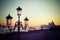 Vintage lamppost in San Marco square at sunset