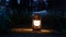 Vintage lantern lids in the dark night on blur