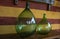 Vintage large wine bottles. Wine cellar, storage of wine.