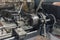 Vintage lathe units and aggregates of mechanical equipment.