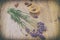 Vintage lavender flowers and incense aroma cones on a wooden table