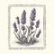 Vintage Lavender Flowers: Intricate Woodcut Design Inspired By Americana Iconography