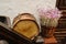 Vintage lavender in wood box decoration