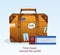 Vintage Leather Suitcase with Travel Sticker