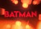 Vintage lens flare Batman title sign. Grunge style with grain and partial blur