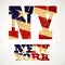 Vintage lettering NY and new York flag of the USA