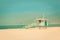 Vintage lifeguard hut on Santa Monica beach