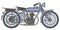 The vintage light blue motorcycle