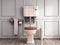 Vintage light tones empty restroom 3d render image