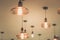 Vintage lightbulbs hanging on ceiling