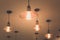 Vintage lightbulbs hanging on ceiling