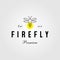 Vintage line art firefly logo icon illustration design