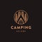 Vintage lineart Camping outdoor adventure logo icon vector template