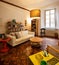 Vintage living room with terracotta floor