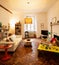 Vintage living room with terracotta floor