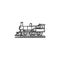 Vintage locomotive hand drawn outline doodle icon.