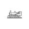 Vintage locomotive hand drawn outline doodle icon.
