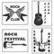 Vintage Logos Rock. Electric guitar, acoustic guitar, rock festival