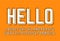Vintage look font effect with classic typography style, white alphabet with 3d look isolated on orange background