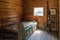Vintage lumberjack cabin interior.