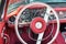 Vintage Luxury Mercedes Cabriolet interior - steering wheel with logo and dashboard